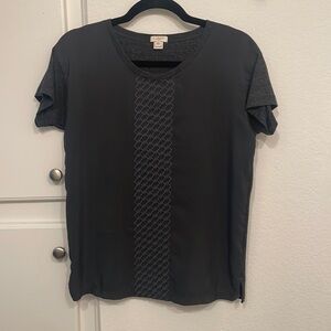 Grey mixed media j crew top